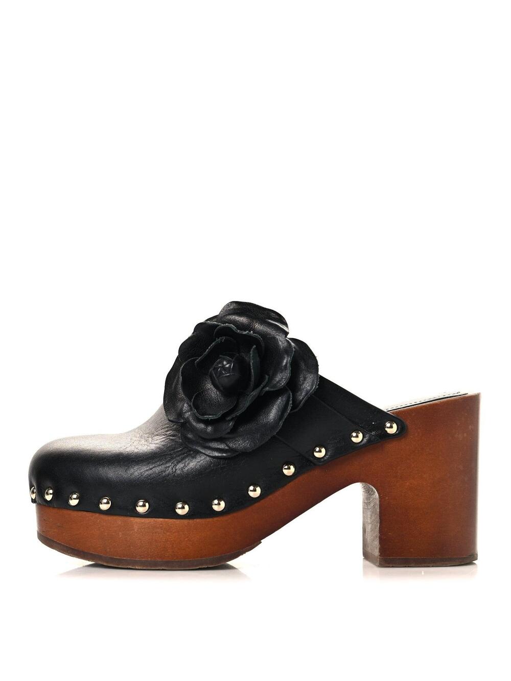 Chanel Calfskin Camellia Clogs 36 Black #339644C82B